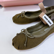 BALLET FLAT SHOES DARK OLIVE COLOR SHEEPSKIN