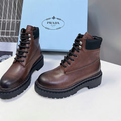 PRA LACE-UP BOOTS OMBRE CHOCOLATE CALFSKIN