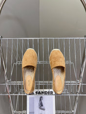 LOAFER IN PEANUT BROWN SUEDE AND WOVEN RAFFIA