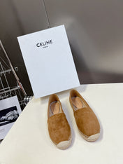 LOAFER IN PEANUT BROWN SUEDE AND WOVEN RAFFIA