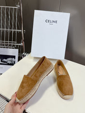 LOAFER IN PEANUT BROWN SUEDE AND WOVEN RAFFIA