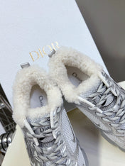 DIOR CHRONO SNEAKER 25S IN SILVER LAMBSKIN AND MESH FABRIC STYLE 1