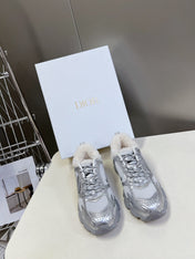 DIOR CHRONO SNEAKER 25S IN SILVER LAMBSKIN AND MESH FABRIC STYLE 1