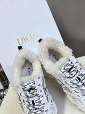 DIOR CHRONO SNEAKER 25S IN WHITE LAMBSKIN AND MESH FABRIC