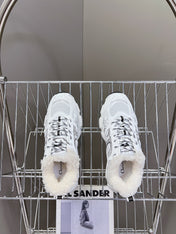 DIOR CHRONO SNEAKER 25S IN WHITE LAMBSKIN AND MESH FABRIC