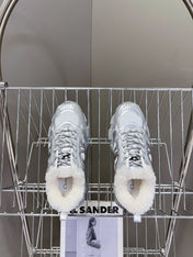 DIOR CHRONO SNEAKER 25S IN SILVER LAMBSKIN AND MESH FABRIC