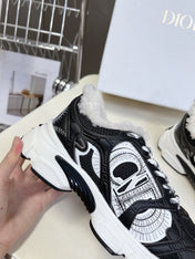 DIOR CHRONO SNEAKER 25S IN BLACK LAMBSKIN AND MESH FABRIC