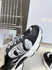 DIOR CHRONO SNEAKER 25S IN BLACK LAMBSKIN AND MESH FABRIC