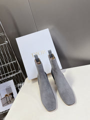 ICON HEELED ANKLE BOOT COOL GRAY SUEDE 8 CM