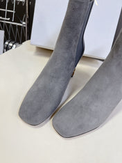 ICON HEELED ANKLE BOOT COOL GRAY SUEDE 8 CM