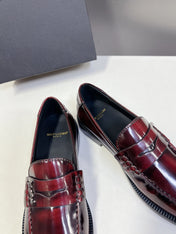 YSL 25S SAINT LAURENT LOAFERS IN TORTOISESHELL CRIMSON GLOSSY CALFSKIN