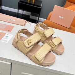 SANDALS CHAMPAGNE SHEEPSKIN WITH 2 HORIZONTAL STRAPS