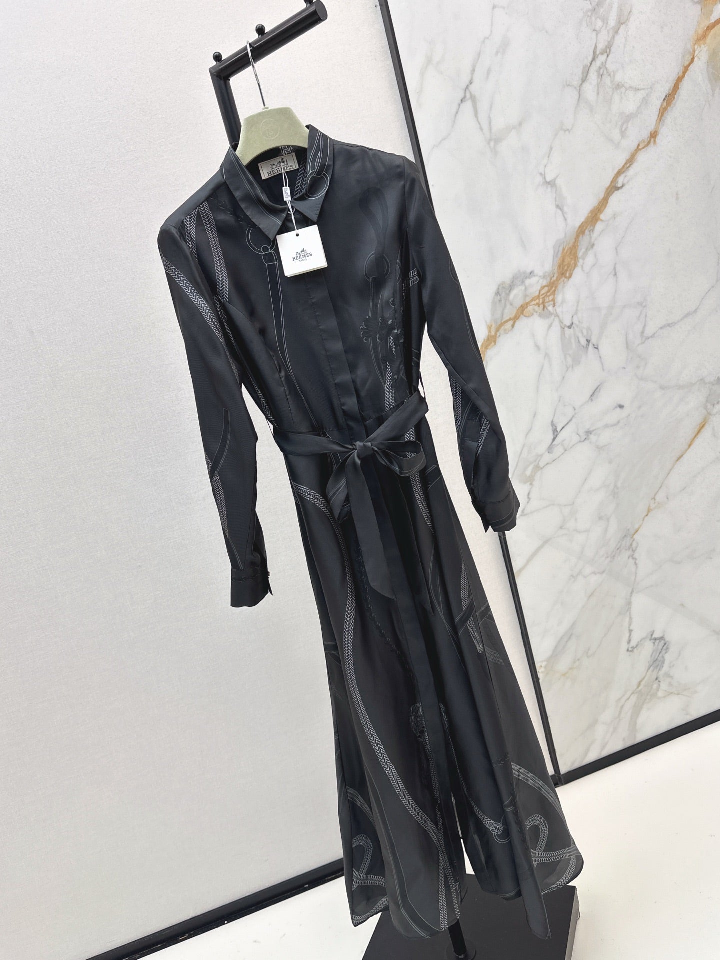 HERMES 25S LONG SILK DRESS 80580
