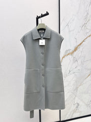 HERMES 25S SLEEVELESS WOOL VEST COAT WITH BOW BELT 96700