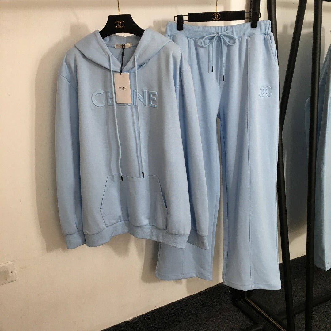 CELINE 25S HOODIE AND WIDE-LEG ELASTIC PANTS SET 0109