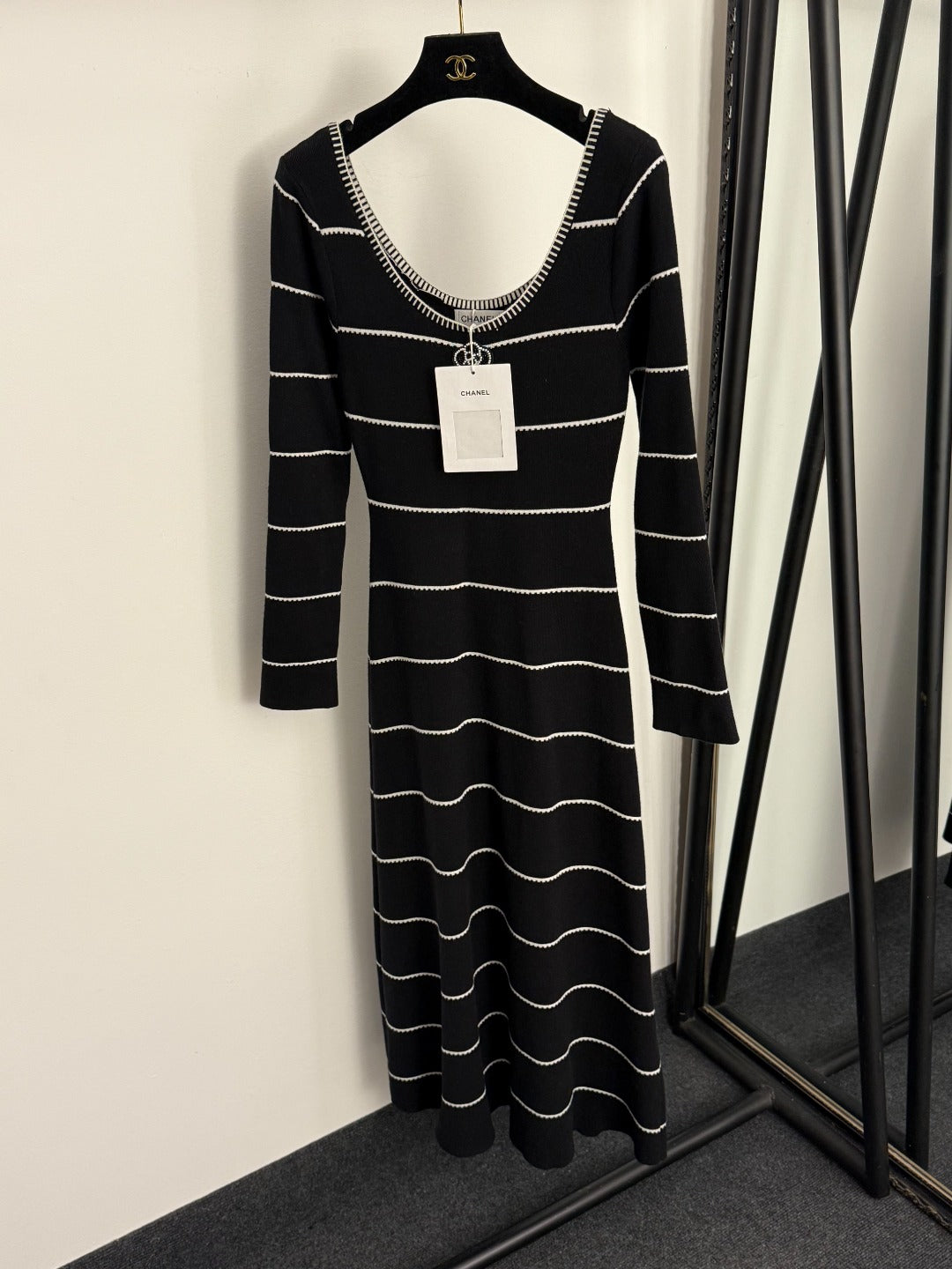 CHANEL 25S STRIPED KNIT SWEATER DRESS 335
