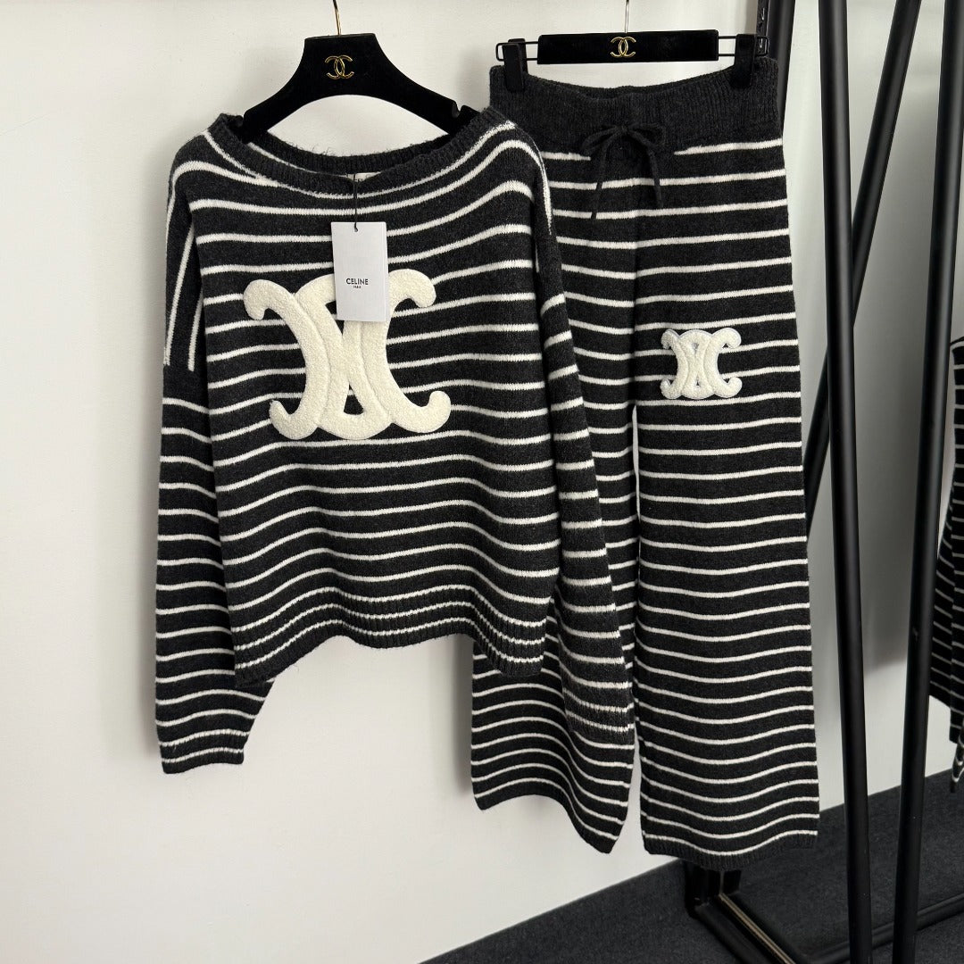 CELINE 25S SWEATER AND WIDE-LEG PANTS SET 0110