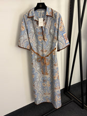 ZIMMERMANN 26S SHORT-SLEEVE WAIST-CINCHED DRESS STYLE 91