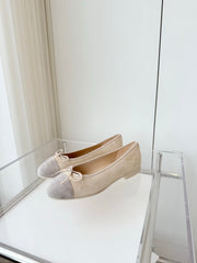 BALLET FLAT IN DOVE GRAY MIX PALE YELLOW SUEDE