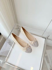 BALLET FLAT IN DOVE GRAY MIX PALE YELLOW SUEDE