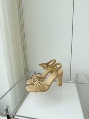 HIGH HEEL SANDALS 85 MM IN FLAX YELLOW LAMBSKIN