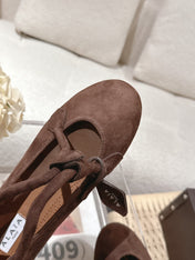 ALAIA 25S BALLET TECKEL IN DARK BROWN SUEDE