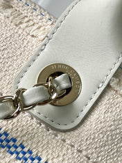 CHANEL 25S SHOPPING BAG 35 IN CREAM WHITE AND YELLOW CANVAS