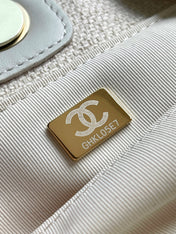 CHANEL 25S SHOPPING BAG 35 IN CREAM WHITE AND YELLOW CANVAS