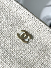 CHANEL 25S SHOPPING BAG 35 IN CREAM WHITE AND YELLOW CANVAS