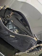 CHANEL 25S CLUTCH WITH CHAIN 20 CM IN BLACK LAMBSKIN WITH GOLD HARDWARE