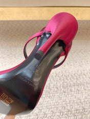 HIGH FLIP FLOPS SANDAL WITH STRAP IN HOT PINK SILK