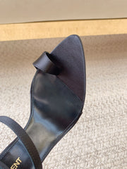 HIGH FLIP FLOPS SANDAL WITH STRAP IN BLACK SILK