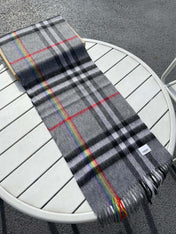 CHECK SCARF 200 CM IN GRAY GRAPHITE MIX BLACK 394752