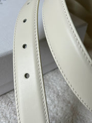 TRIOMPHE BELT 24MM IN WHITE CALFSKIN WITH LEATHER BUCKLE