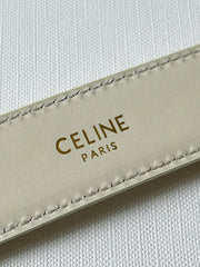 TRIOMPHE BELT 24MM IN WHITE CALFSKIN WITH LEATHER BUCKLE
