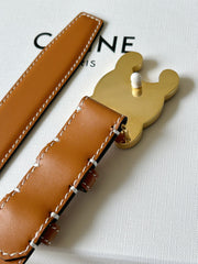 TRIOMPHE BELT 24MM IN BROWN CALFSKIN WITH LEATHER BUCKLE