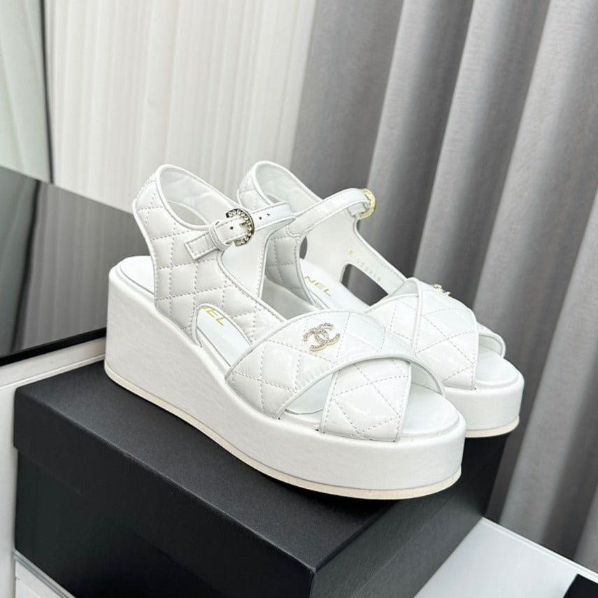 high heel sandal white quilted lambskin 95