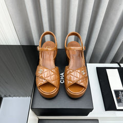 high heel sandals brown quilted lambskin 95