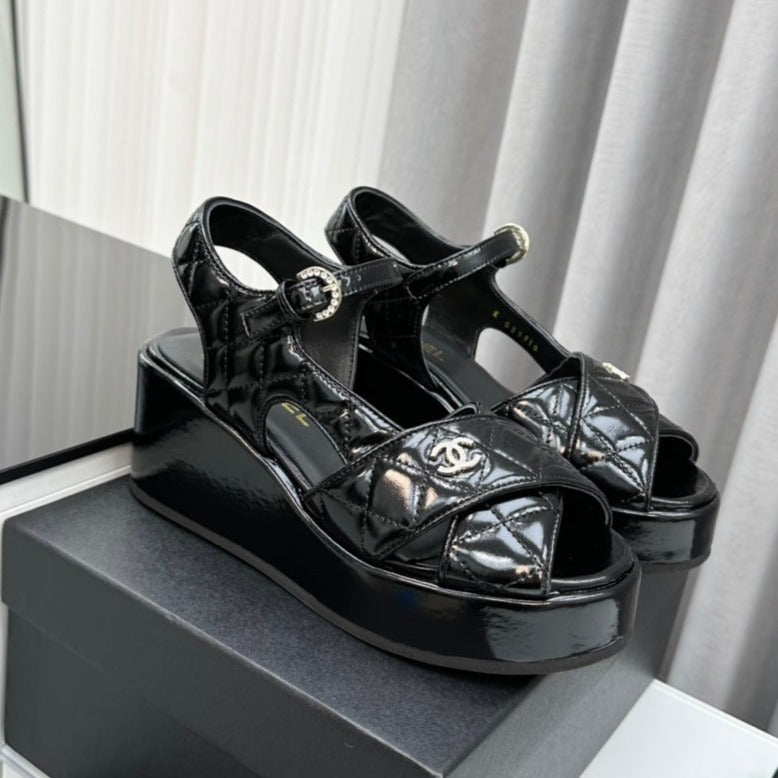 high heel sandals black quilted lambskin 95