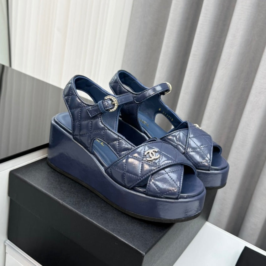 high heel sandals blue lambskin 95
