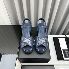 high heel sandals blue lambskin 95