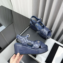 high heel sandals blue lambskin 95