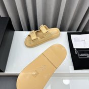 dad sandals beige lambskin interwomen leather cc