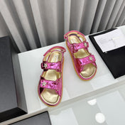 dad sandals red metalic lambskin