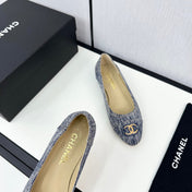 cc ballet flat blue with white stripe denim 166816