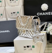 25S CHANEL STAR SILVER 23 IN METALLIC SILVER CALFSKIN