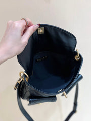 CHANEL 25S HOBO RETRO BAG 24 IN BLACK CALFSKIN GOLD HARDWARE