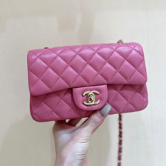CHANEL 25S FLAP BAG 20 CM IN PINK LAMBSKIN WITH GOLD HARDWARE