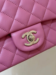 CHANEL 25S FLAP BAG 20 CM IN PINK LAMBSKIN WITH GOLD HARDWARE