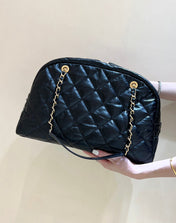 BOWLING BAG 44 IN BLACK SOFT LAMBSKIN GOLD HARDWARE